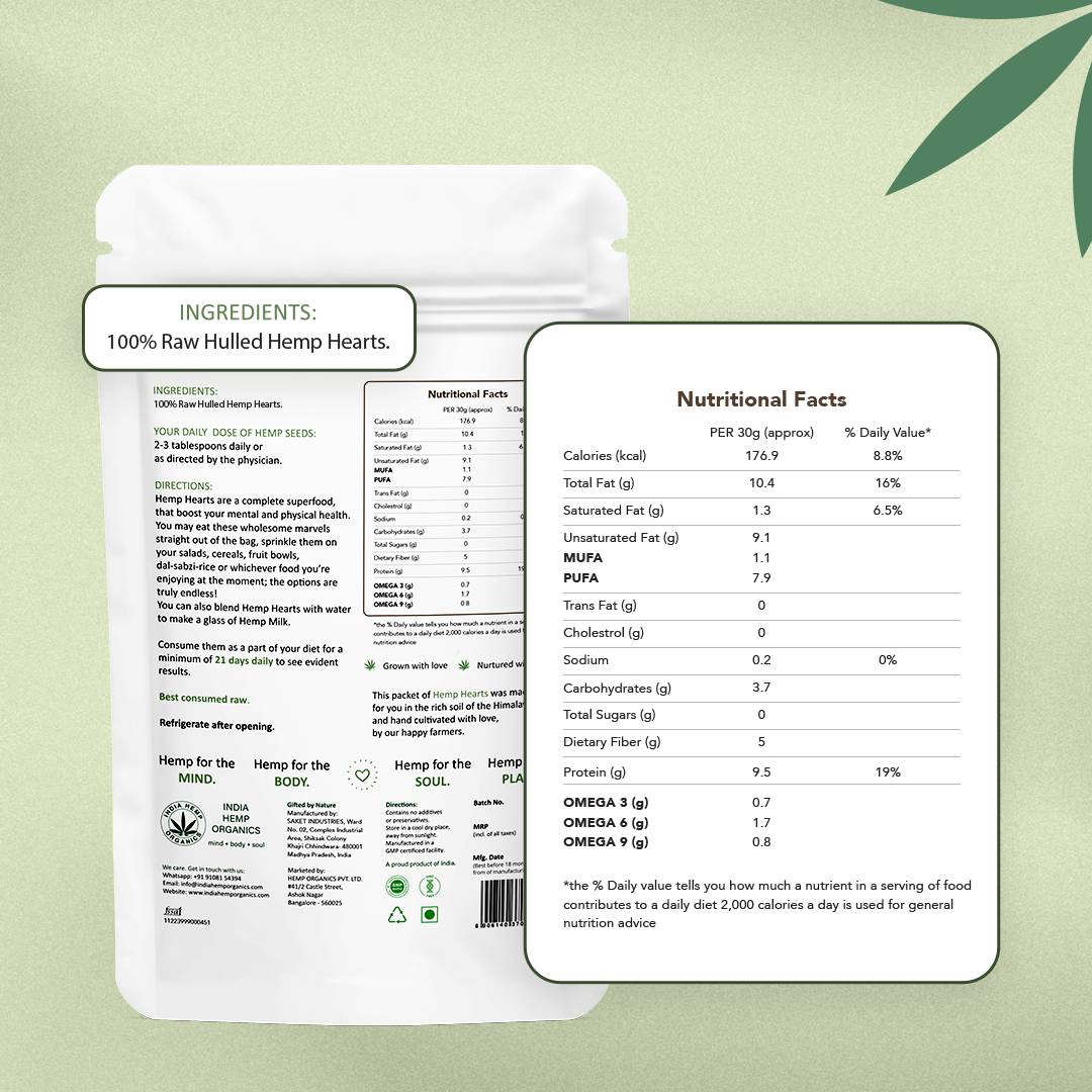 India hemp Organics Hemp Hearts 250grams