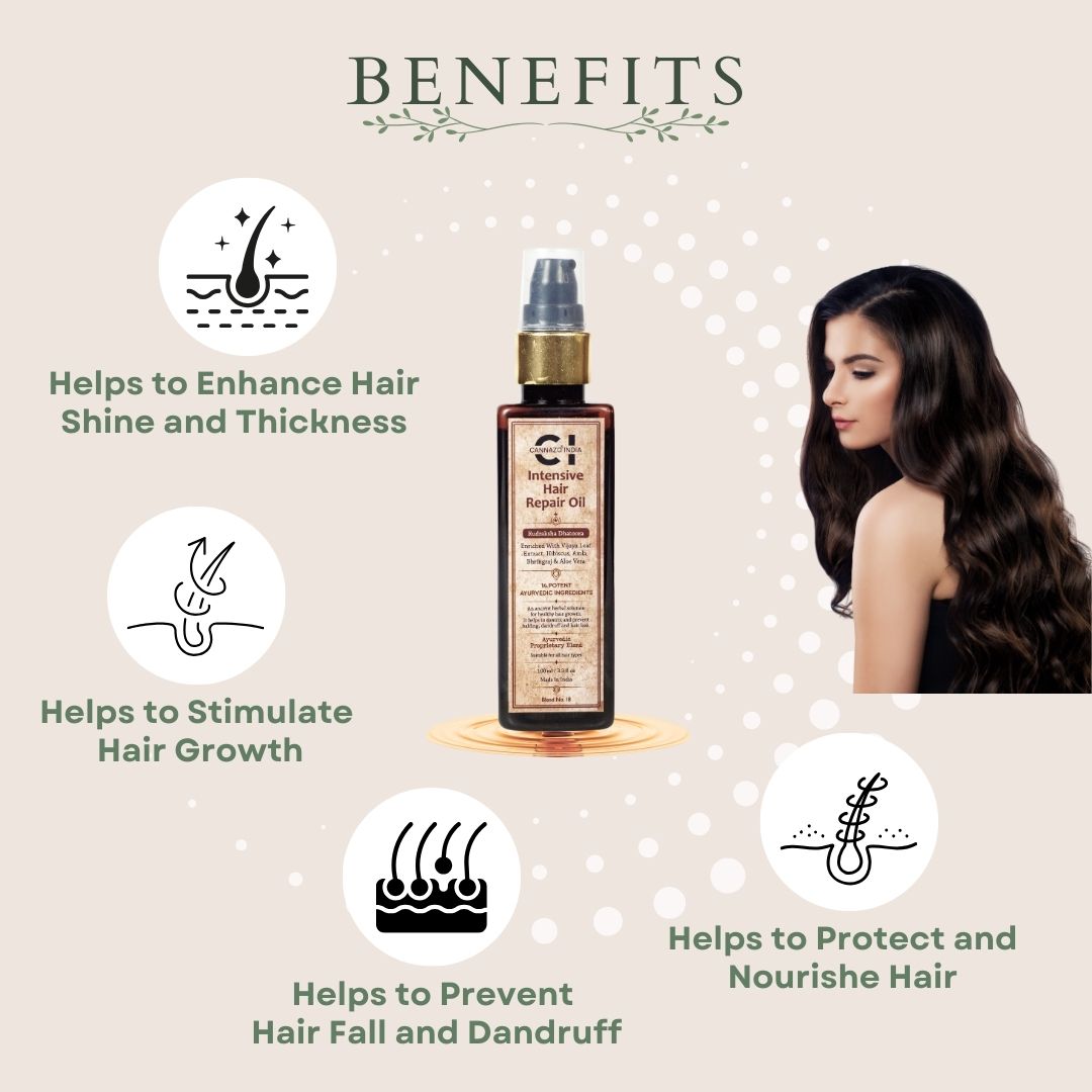 CannazoIndia® Intensive Repair Hair Oil | 100ml | Ayurvedic Blend with Essential Herbs & Natural Oils | Deep Scalp Nourishment & Hydration | Supports Hair Strength & Shine | For All Hair Types