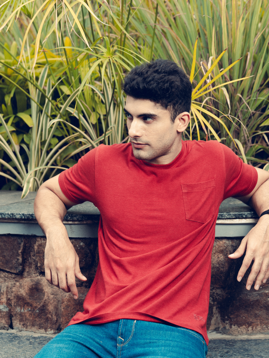Monkstory Bamboo Cotton Crew Tee - Terracotta Red