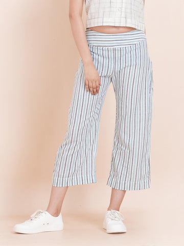 OCAU Basic  Striped Wide Leg Cropped Pant