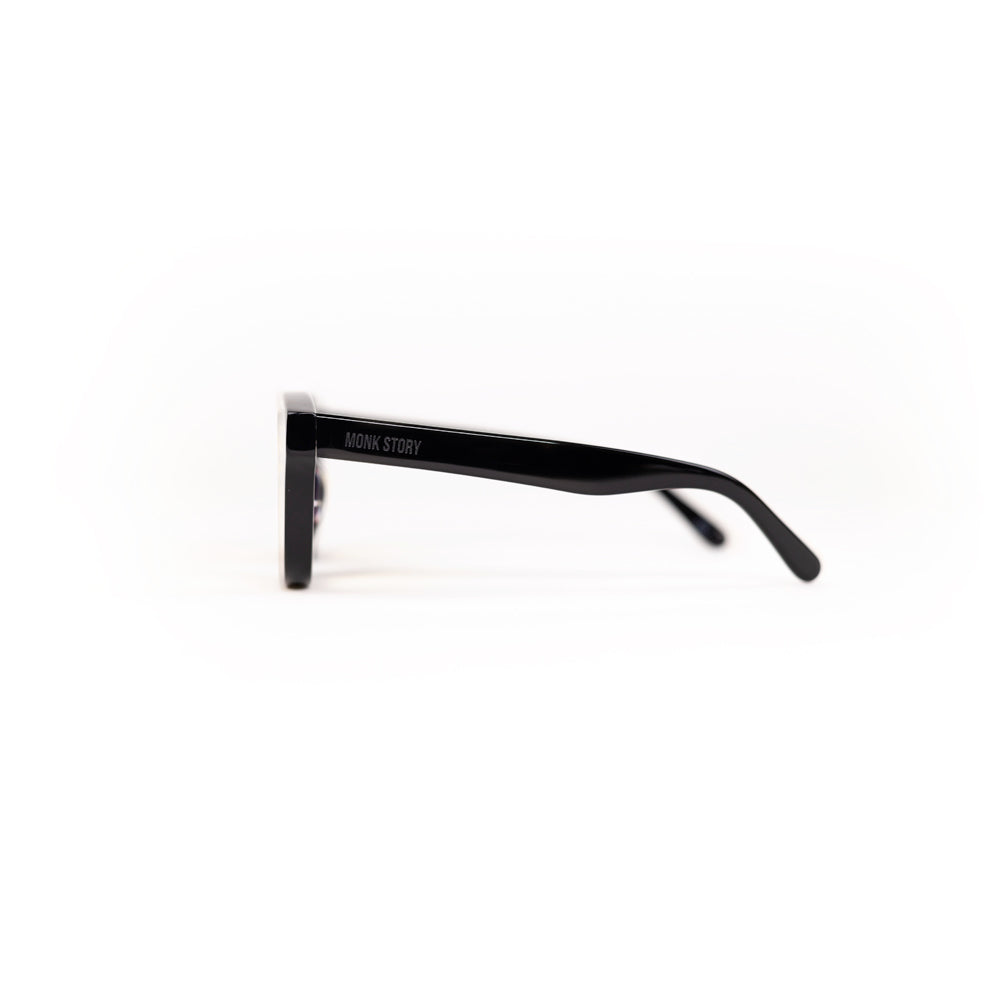 Monkstory MonkStory Thick Acetate Unisex Sunglasses - Black With Yellow Lens