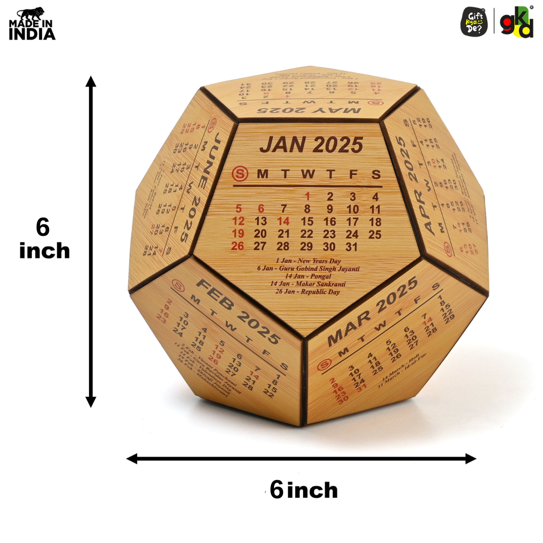 Gift Kya De 3D Pentagon Desk Calendar 2025 | Table Calendar | Eco-Friendly