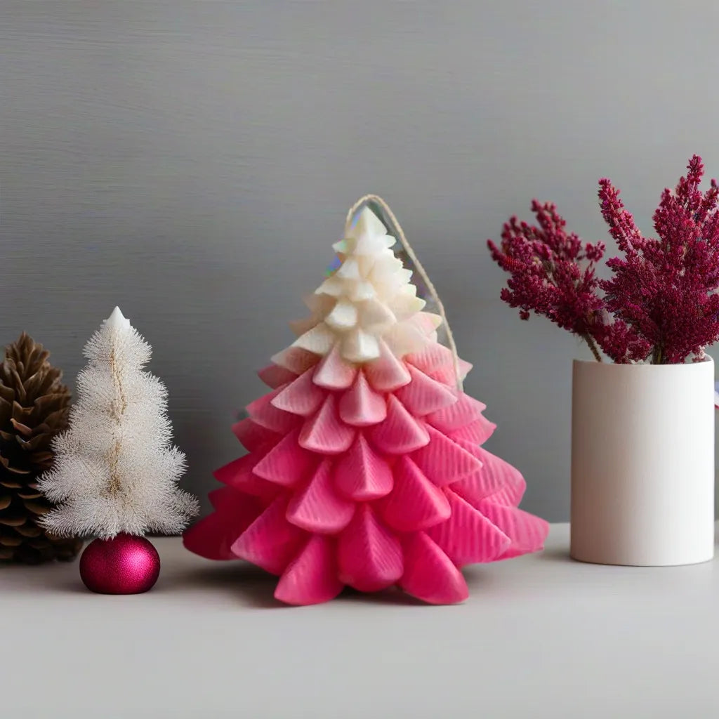 Aesthetic Living Soywax Christmas Tree Scented Candle- Rose- 110 gms