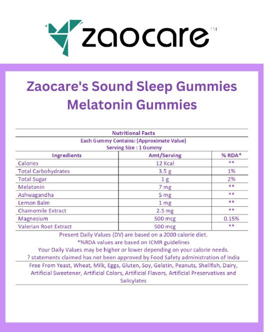 Sound Sleep Gummies | Non Habit Forming | Plant Based | With Melatonin, Chamomile & Ashwagandha