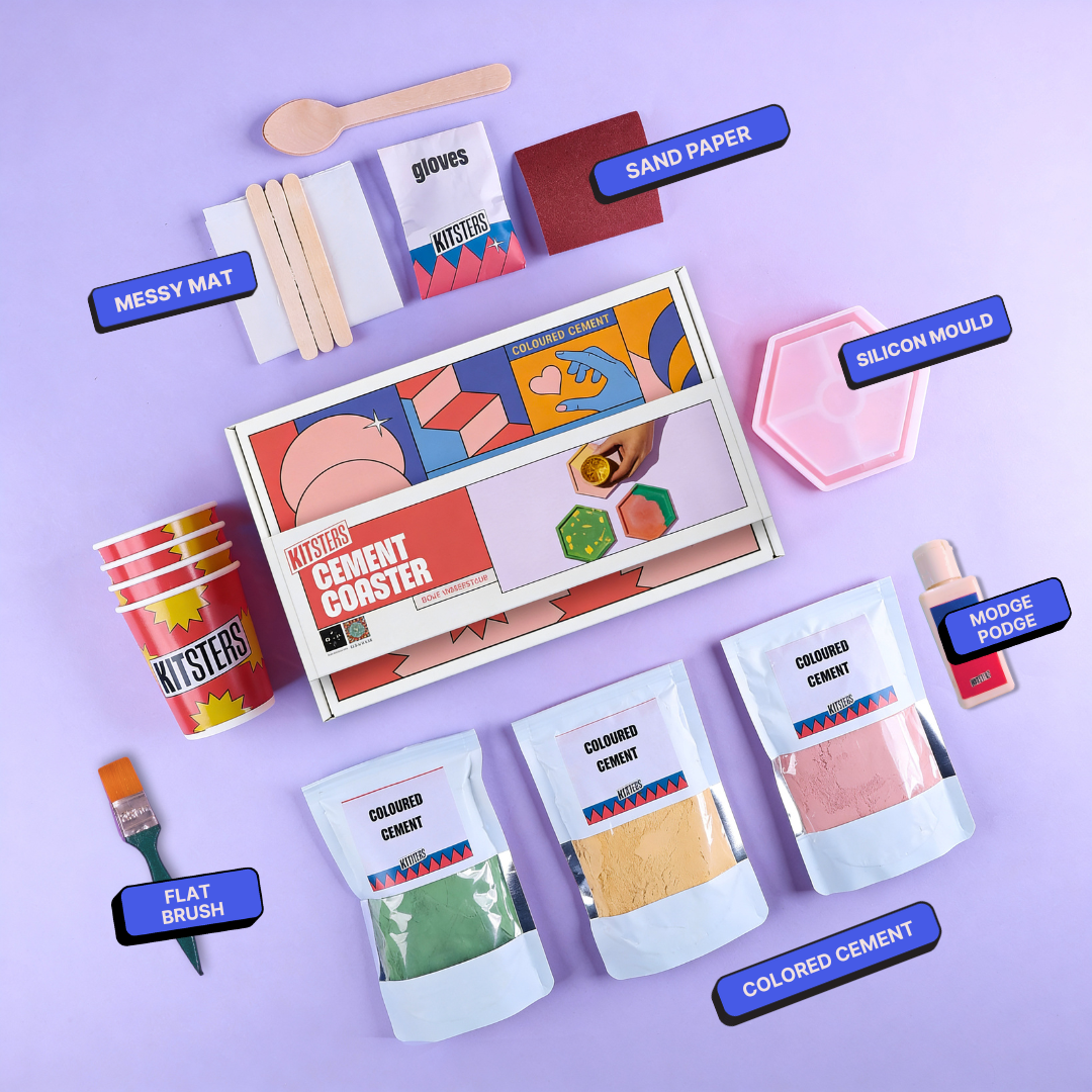 COMBO : DIY Cement Trinket Tray Kit & DIY Cement Coaster Kit