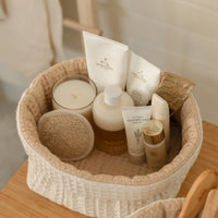 Akiiko Foldover Storage Basket | Waffle Cotton, Latte & Natural