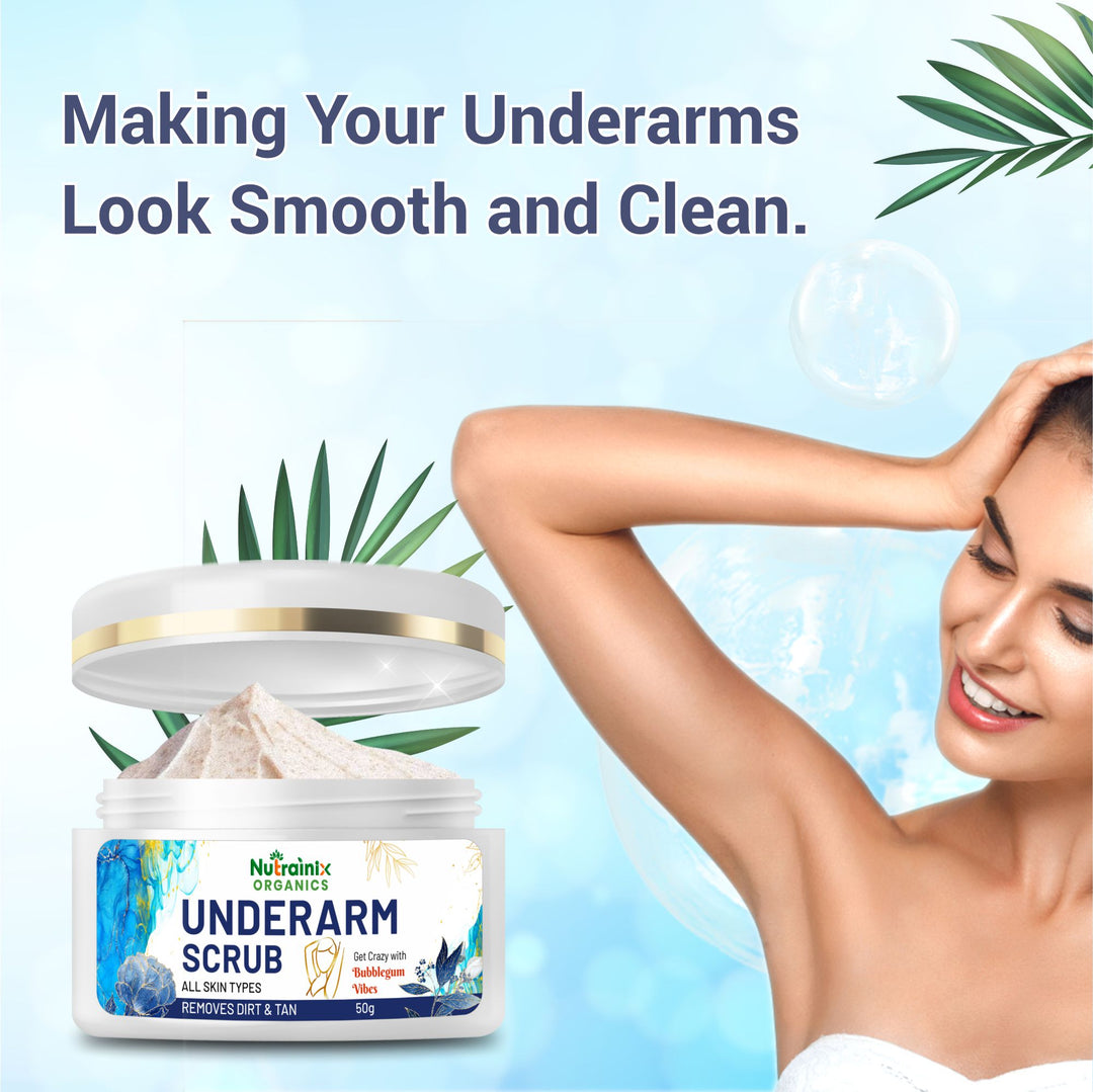 Nutrainix Organics Underarm Scrub Embrace Confidence with Gentle Tan Removal & Brightening for Underarms - 50 gm