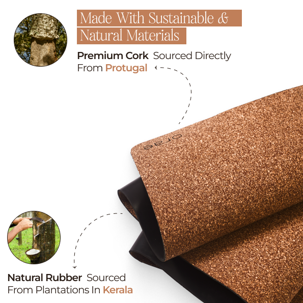 Rise Cork Yoga Mat - Grippiest Mat Ever | Free Carry Bag Included