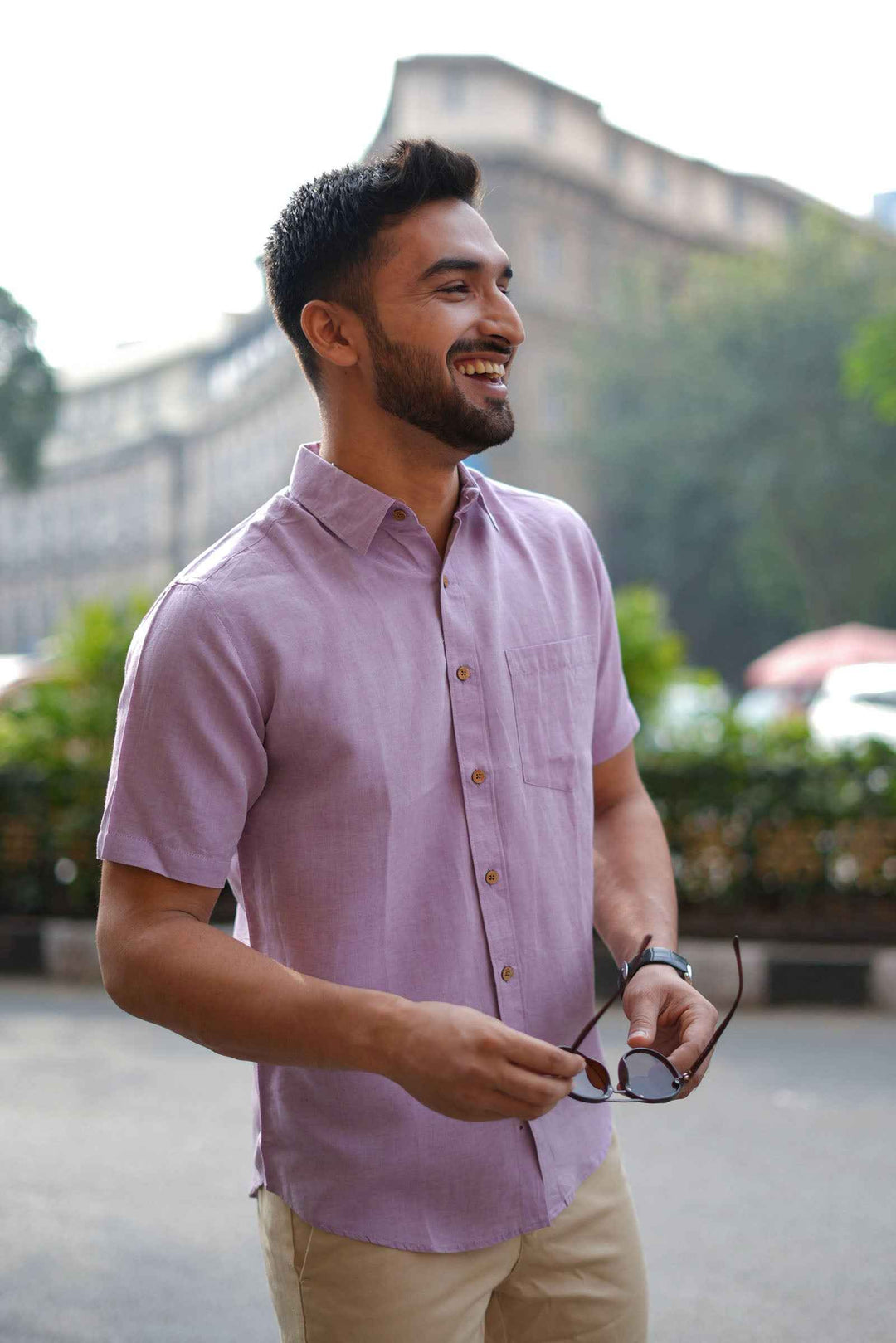 Earthy Route Lavender · Half Sleeve Shirt