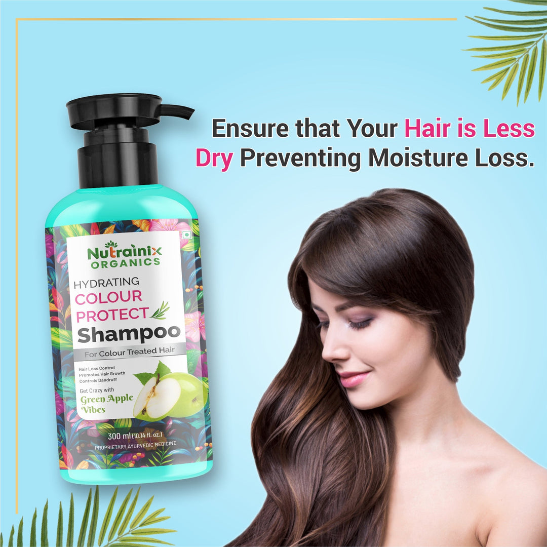 Nutrainix Organics Hydrating Color Protect Shampoo Sulfate-Free Hydration for Vibrant, Treated Hair – Green Apple Freshness - 300 ml