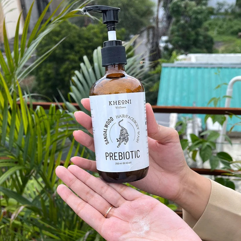 Kheoni Prebiotic Sandalwood | 3-in-1 Hair, Face & Body Wash