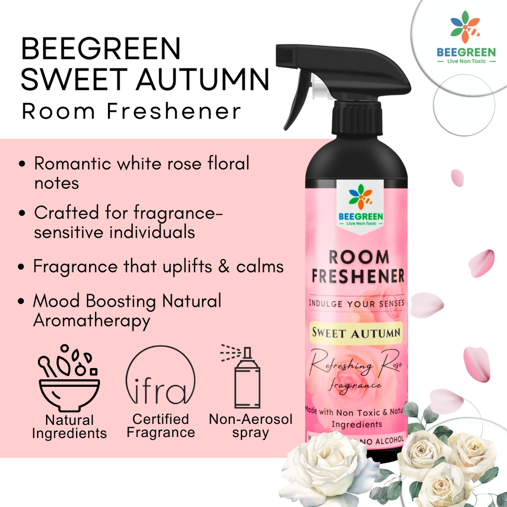 BeeGreen –Sweet Autumn Room Freshener –, Plant-Based, Eco-Friendly & Biodegradable, Natural Floral Fragrance, Long-Lasting Freshness, Safe for Kids, Pets, Home & Office