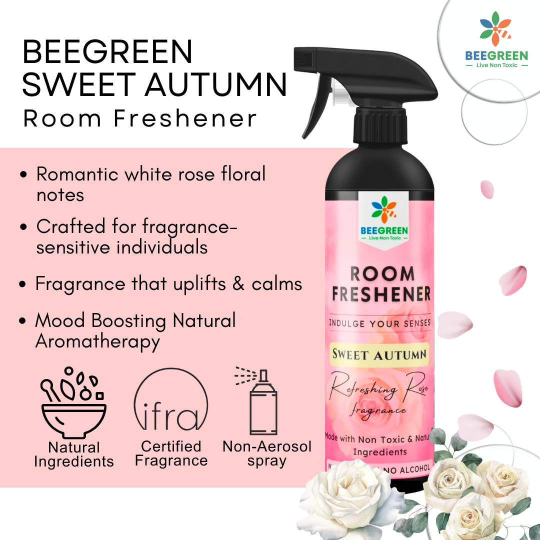 BeeGreen –Sweet Autumn Room Freshener –, Plant-Based, Eco-Friendly & Biodegradable, Natural Floral Fragrance, Long-Lasting Freshness, Safe for Kids, Pets, Home & Office
