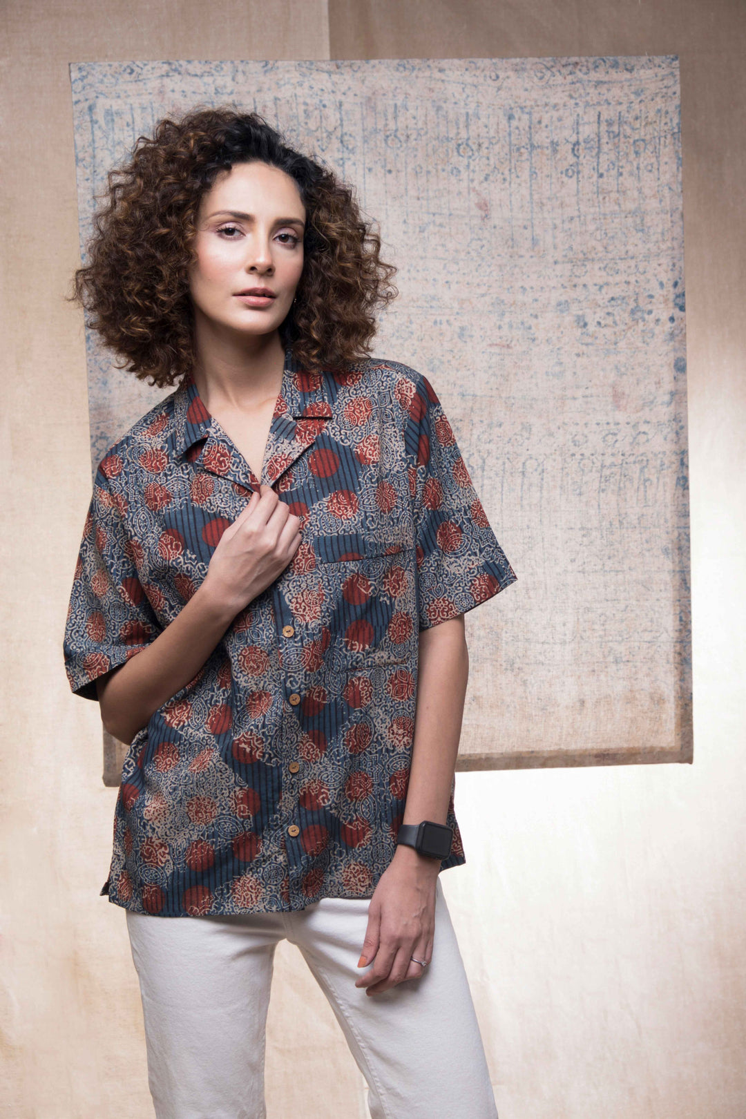 Hand block printed Ajrakh Allover Holiday formal for women