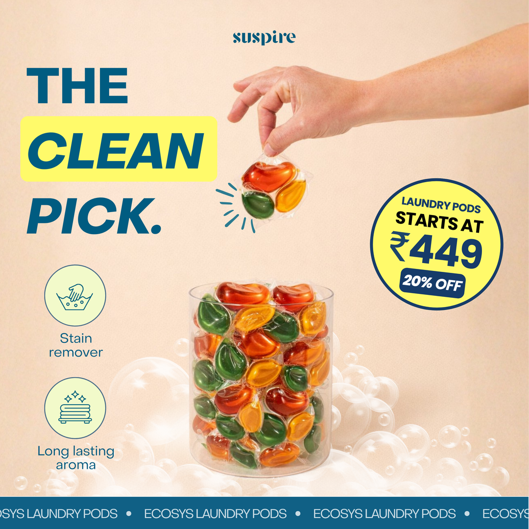 Ecosys Laundry Pods with Bioenzymes - Stain remover, Softener & Long lasting aroma - 1 POD is 1 Wash