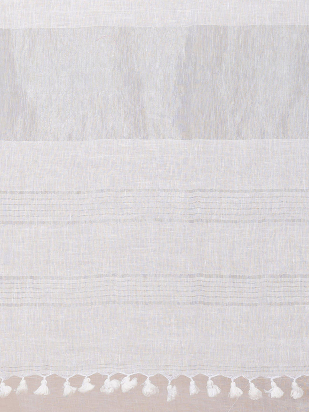 OCAU Ivory Breeze - Pure Linen Solid Saree With Zari Border Without Blouse Piece II White