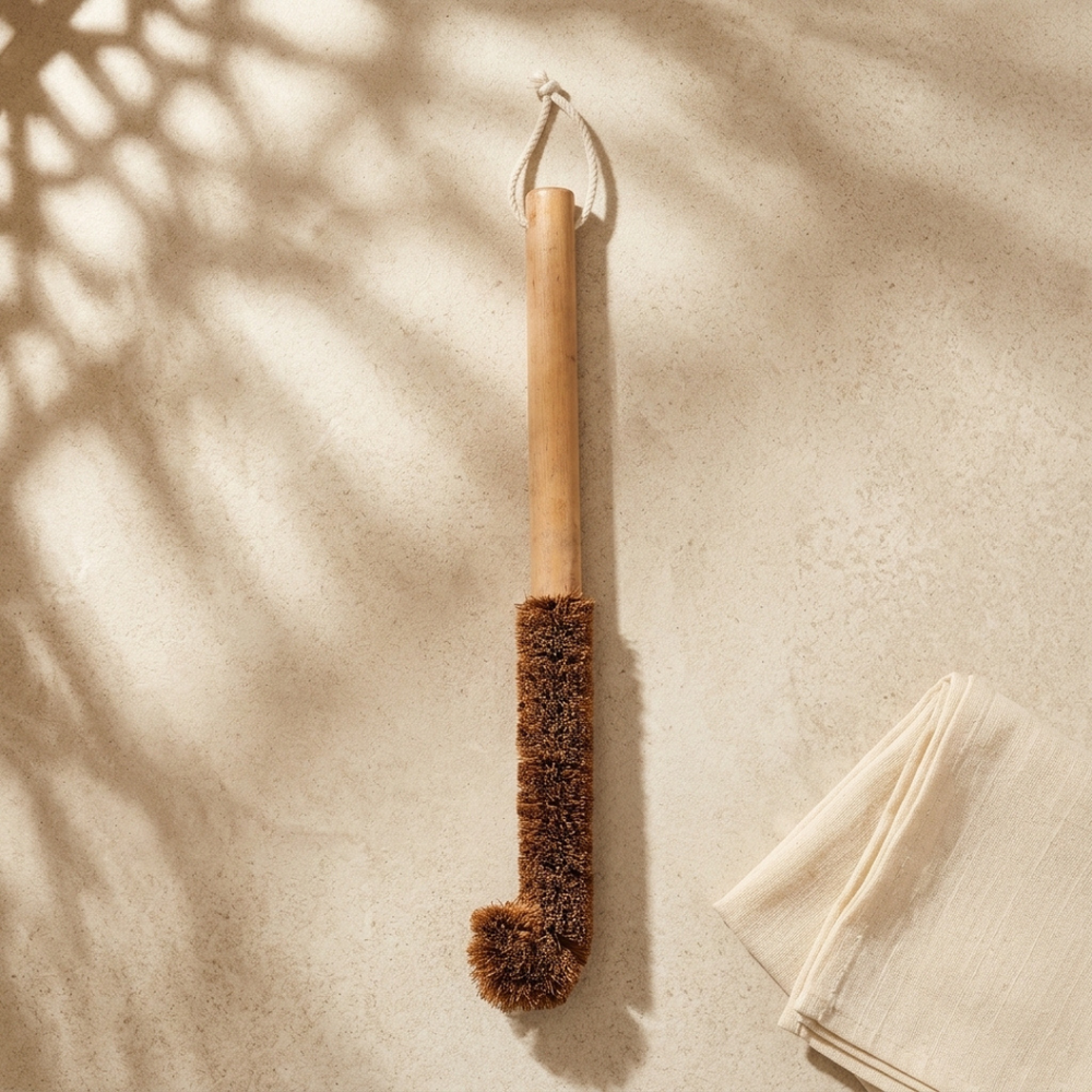 OIKO Coir Water Bottle Cleaner with Wooden Handle
