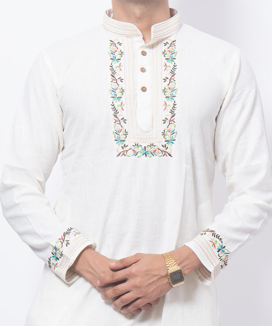 Elegant White Phool Rang Embroidered Kurta Set