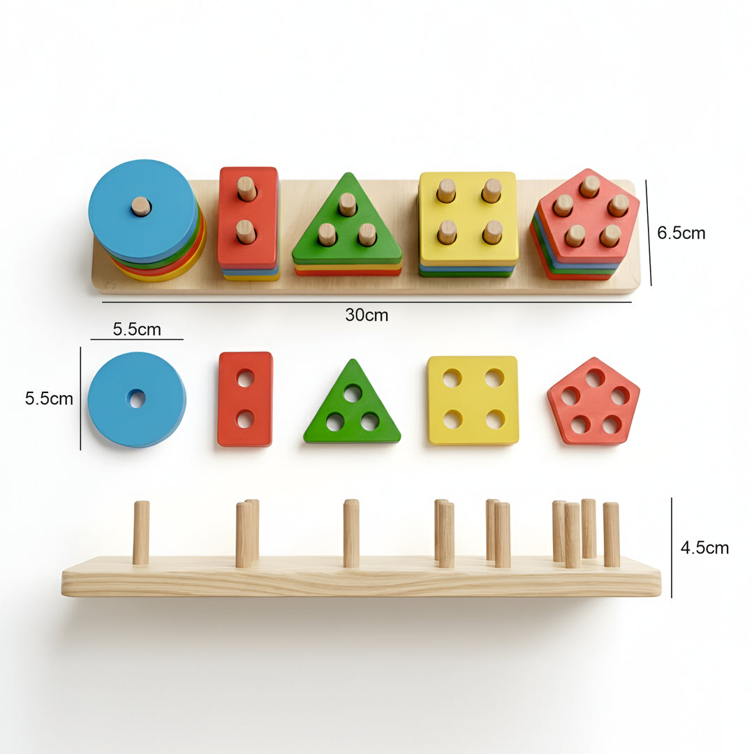 Wudly Wooden Sorting, Stacking & Plugging Toys