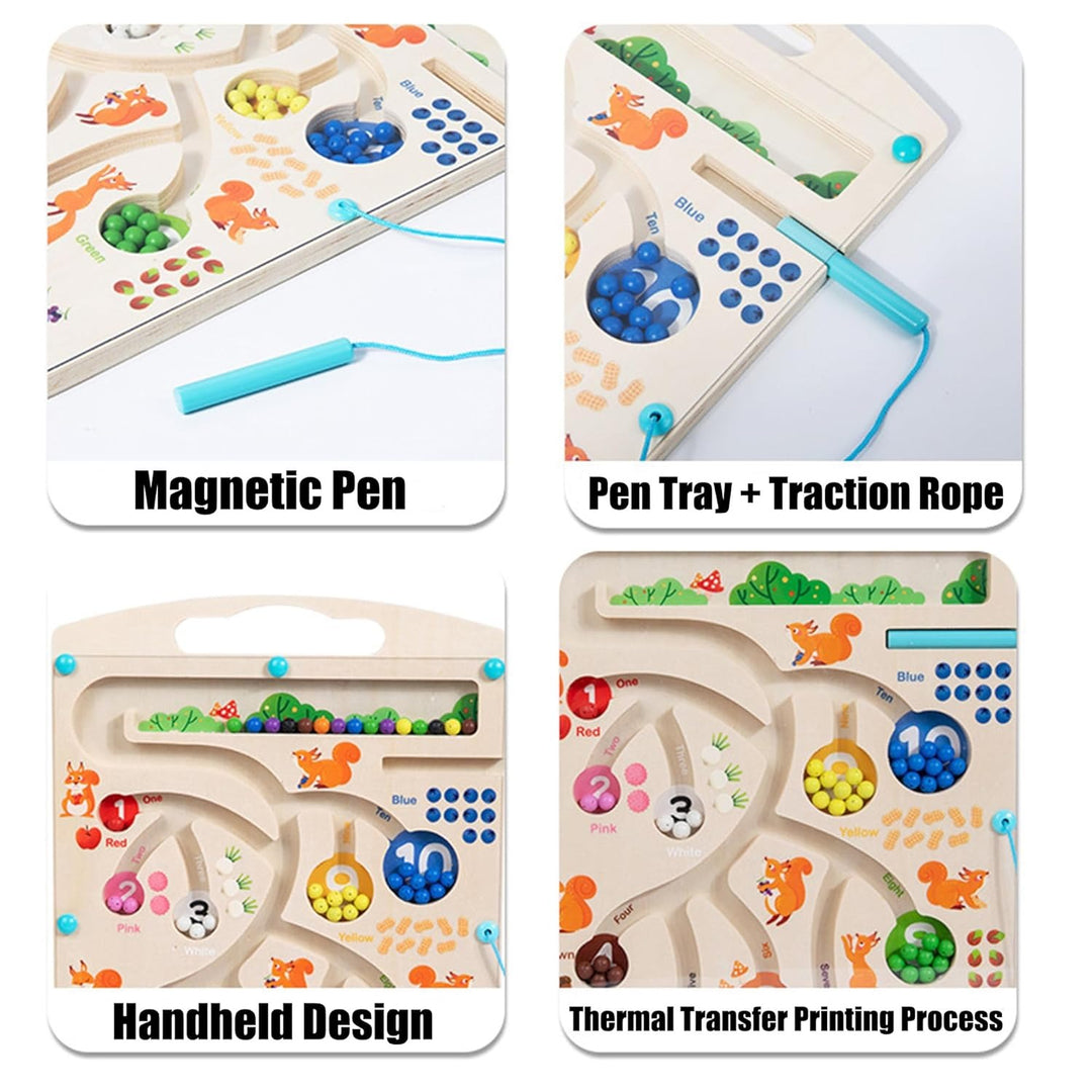 Wudly Wooden Magnetic Colour & Number Sorting Maze Board