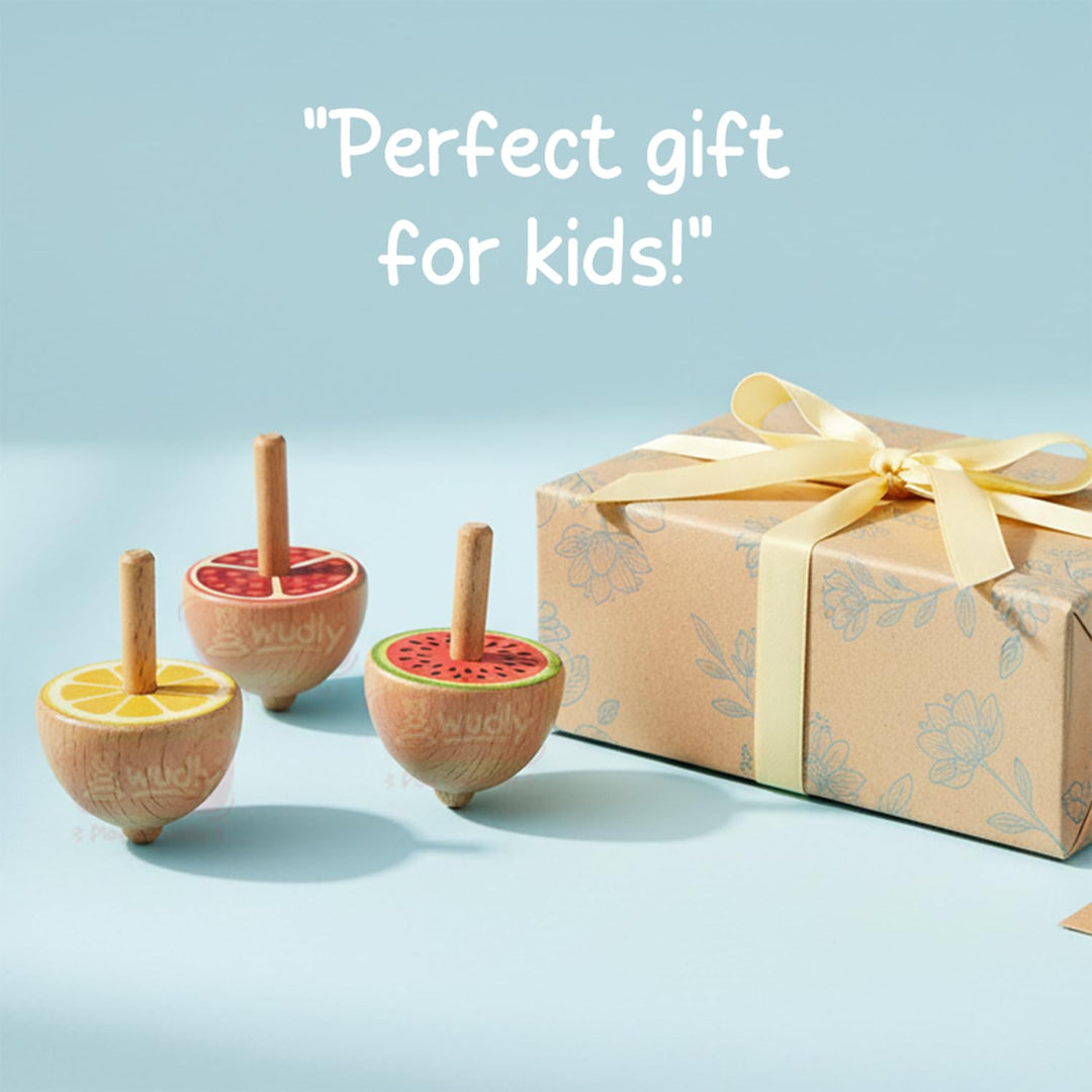 Wudly Wooden Spinning Top with Fruits (set of 3)