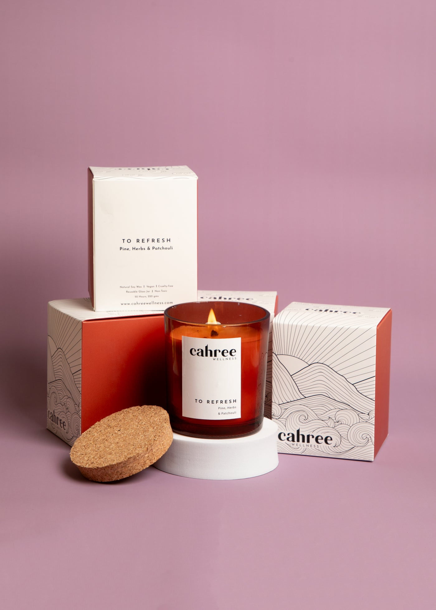 The Refresh candle: pine, herbs & patchouli