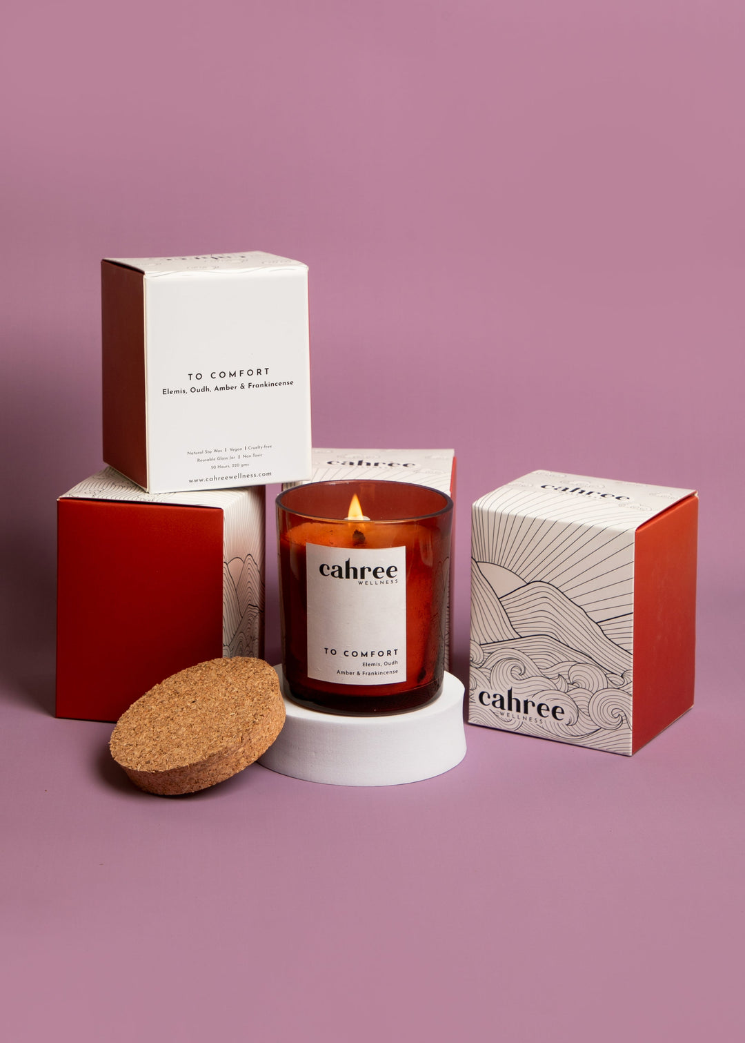 Cahree Wellness The Comfort candle: elemis, oudh, amber & frankincense