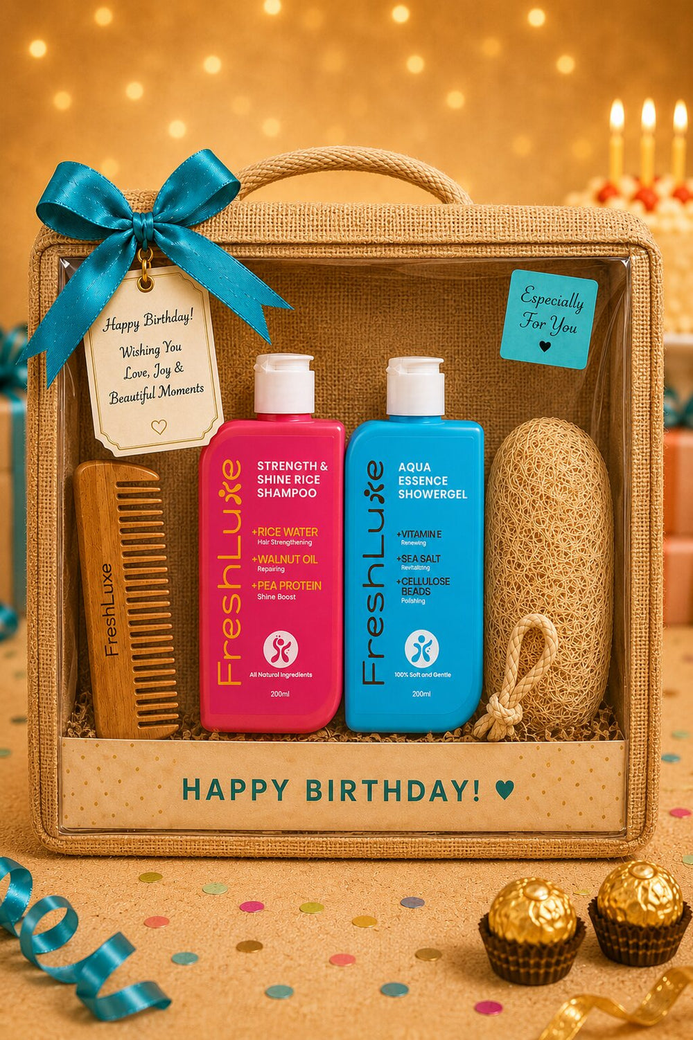 FreshLuxe Gift Hamper for Men Birthday Special - Gift Set for Him | Box, Basket & Birthday Hamper for Boyfriend | Grooming Kit & Skin Care Kit for Men - 2-Piece Set