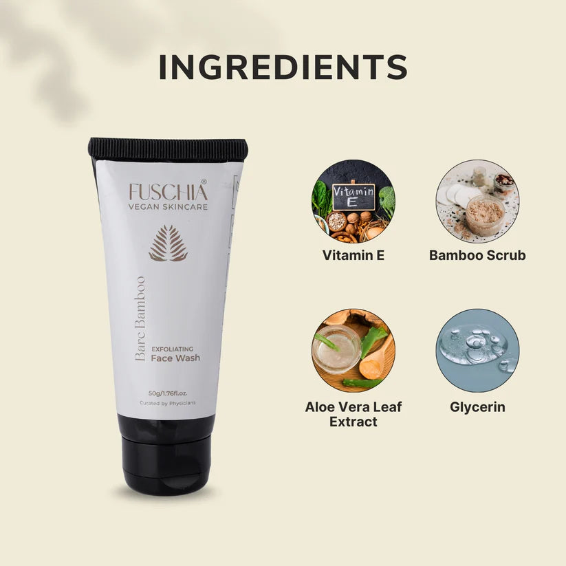 Fuschia Vegan Bare Bamboo Exfoliating Face Wash