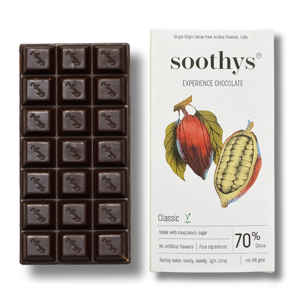 Soothys 70% Dark Vegan Chocolate Bar | Classic | 88 g