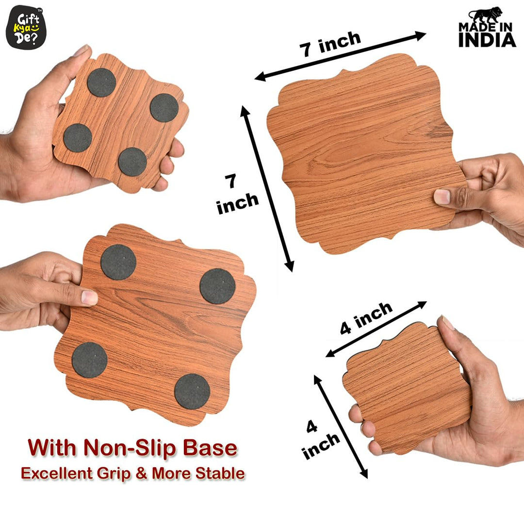 Gift Kya De Kitchen Coasters for Hot Utensils & Anti Slip Coaster Set for Big Hot Pots, Pans, Casserole & Bowl