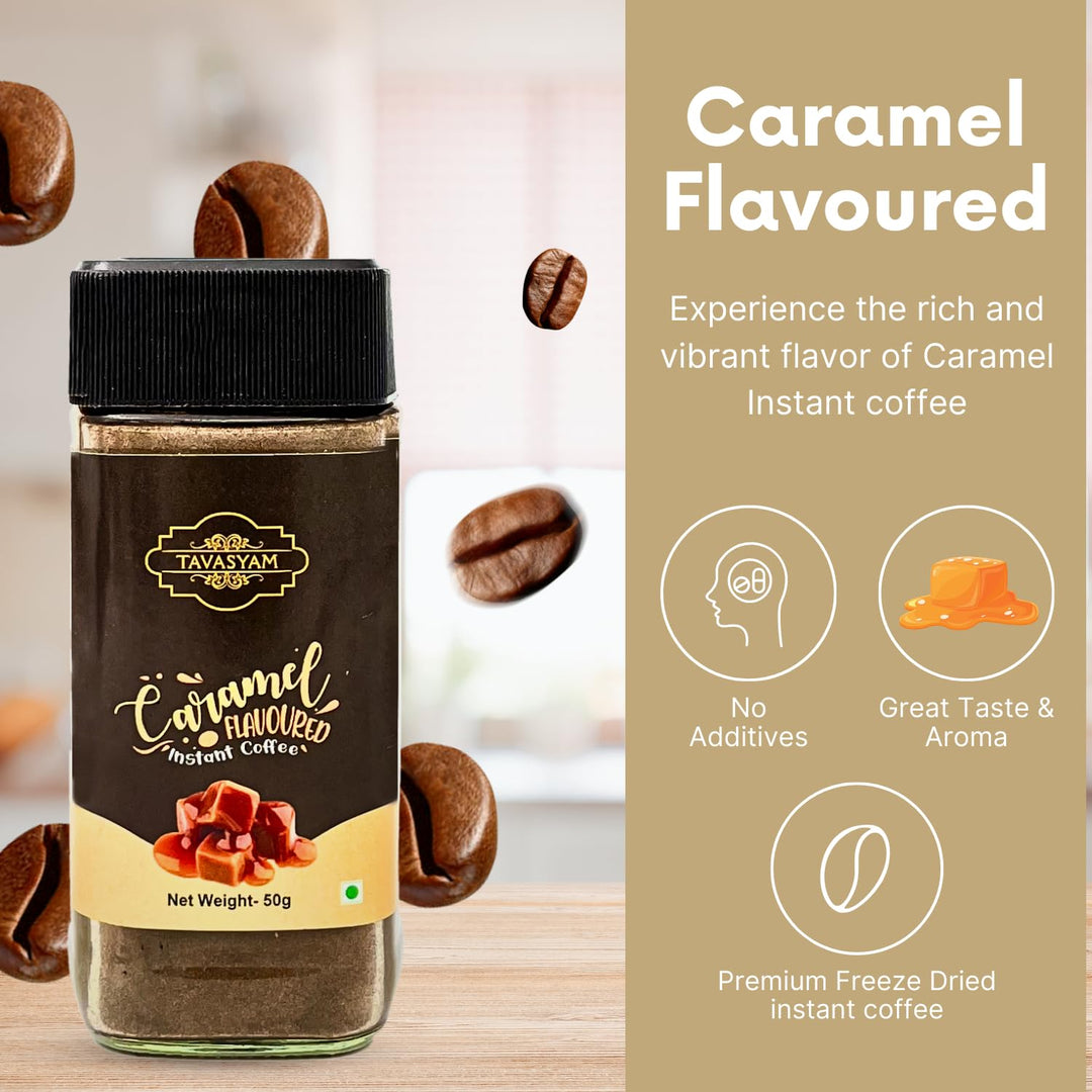 TAVASYAM Coffee Powder Jar 50 gm - Caramel Instant Coffee Powder - 25 Servings