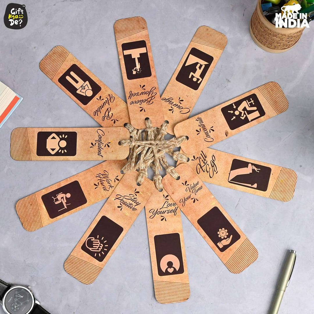 Gift Kya De Bookmarks Set of 10 Motivational Quotes | Bookmarks Aesthetic with Hard Paperback | Handmade Tassel Dori (Eco-Friendly 10pc)