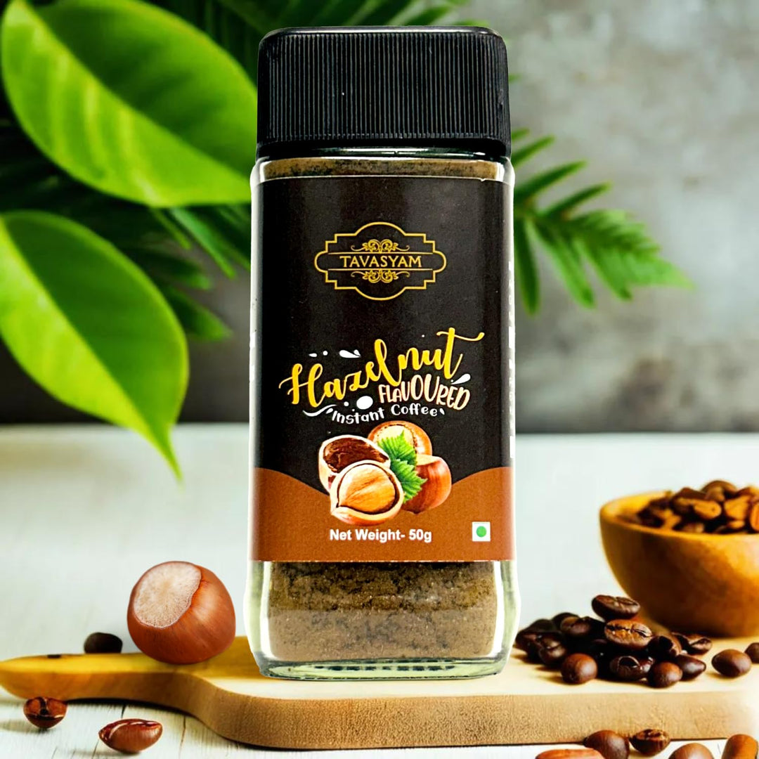 TAVASYAM Coffee Powder Jar 50 gm - Hazelnut Instant Coffee Powder - 25 Servings