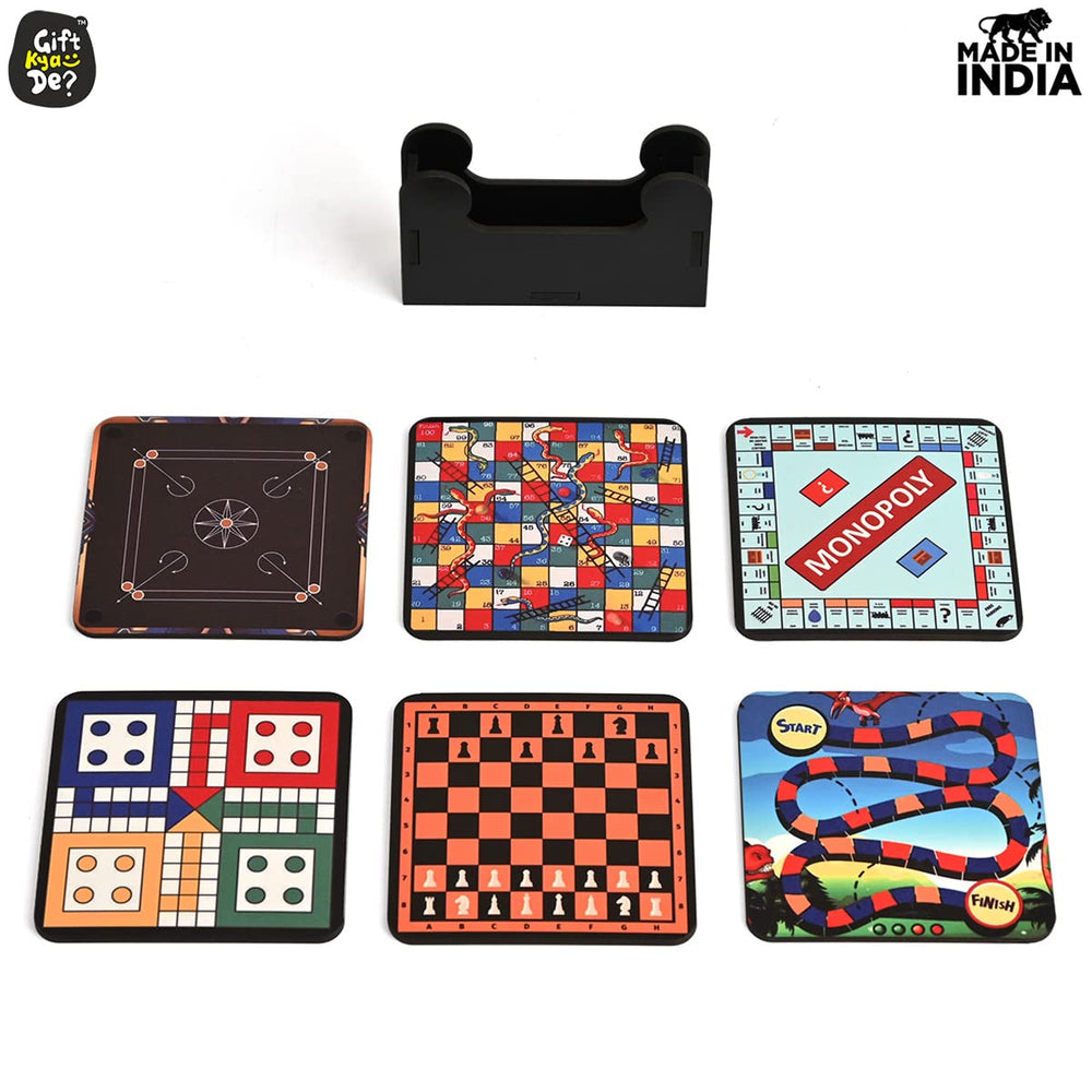 Gift Kya De Square Quotes Coaster Set of 6 With Coaster Stand | Quotes Coaster Set fit for Tea Cups and Coffee Mugs Also Coffee Lover Gifts