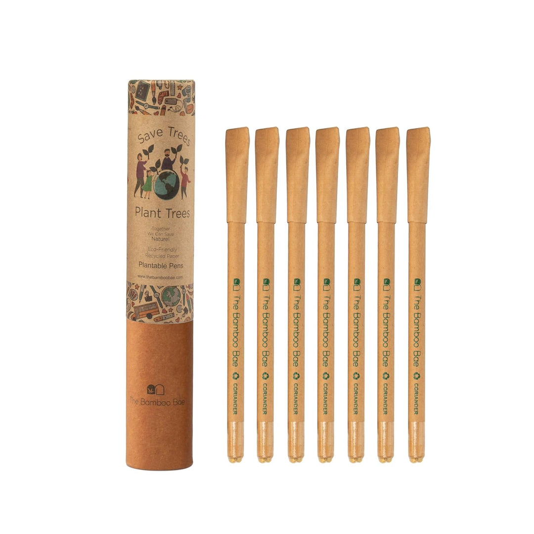 Paper Pens | 7 Plantable Pens with Reusable Tube Box | Seed Pens
