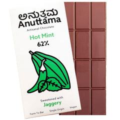 ANUTTAMA Dark Chocolate Hot Mint - 62% Cocoa Chocolate Bar 50 gm