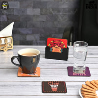 Gift Kya De Square Quotes Coaster Set of 6 With Coaster Stand | Quotes Coaster Set fit for Tea Cups and Coffee Mugs Also Coffee Lover Gifts