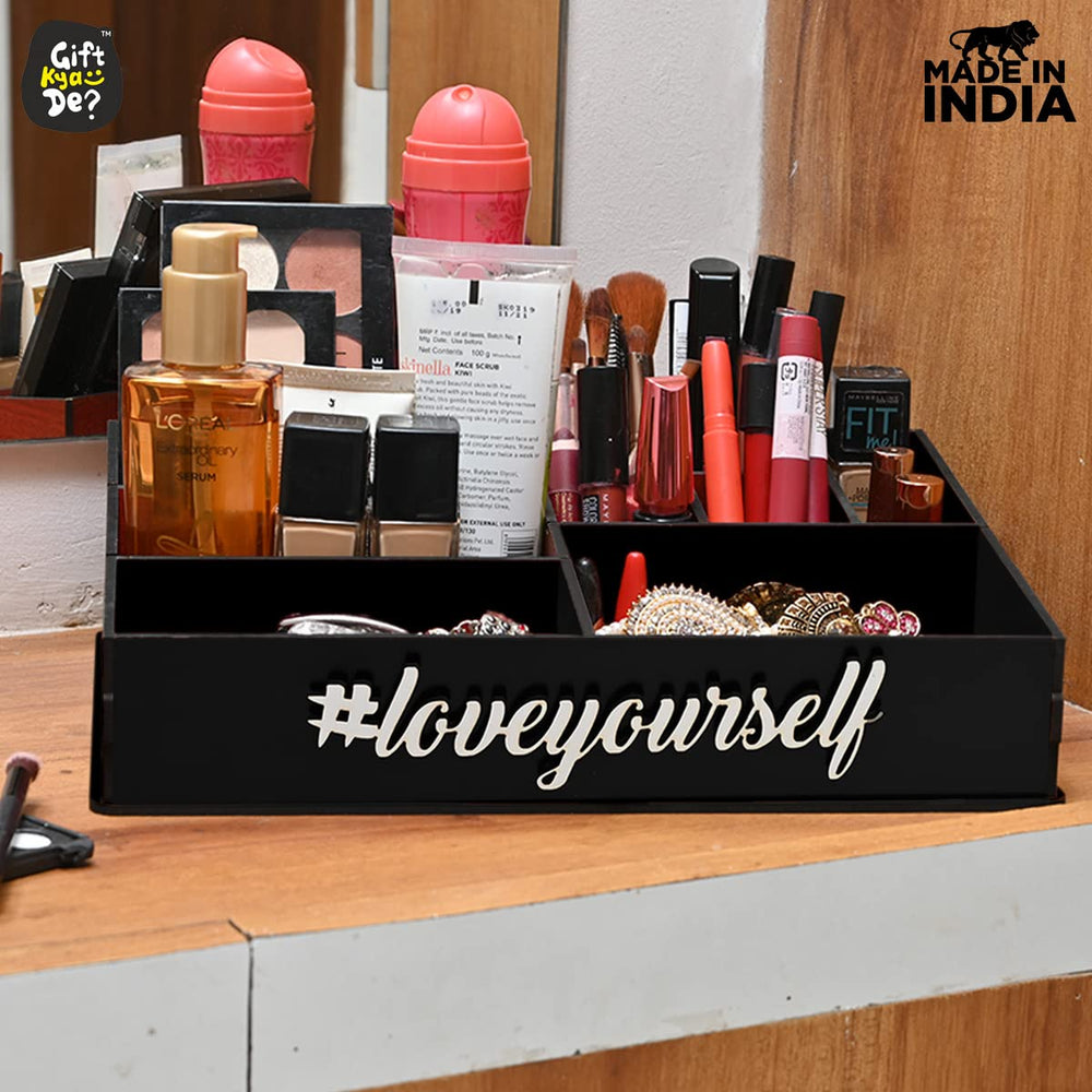 Gift Kya De Makeup Organizer For Dressing Table | 9 Compartments | Storage boxes For Lipstick, Nail Polish (30 x 22cm)