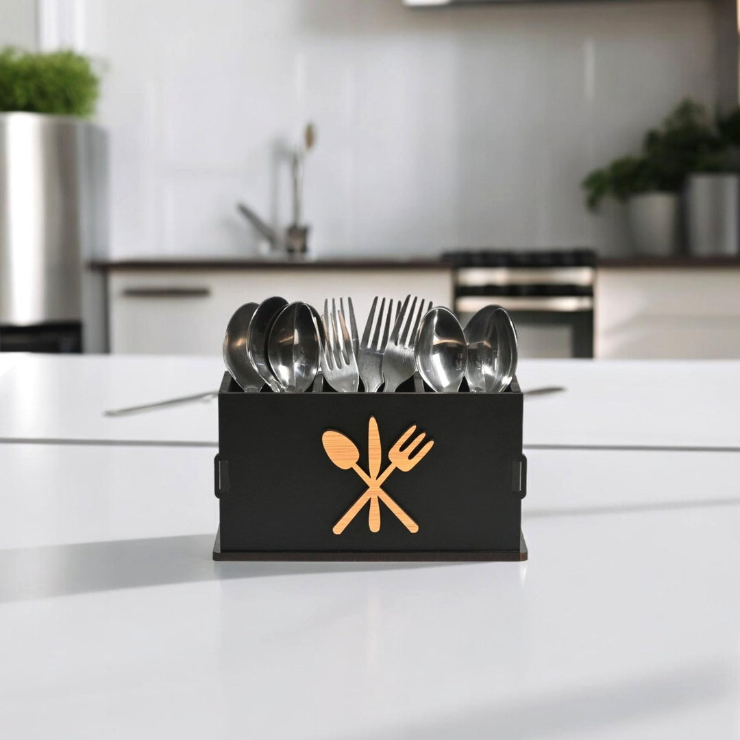 Gift Kya De 3 Compartments Cutlery Stand for Kitchen & Dining Table | Spoon, Knife & Fork Holder, Cutlery Organizer