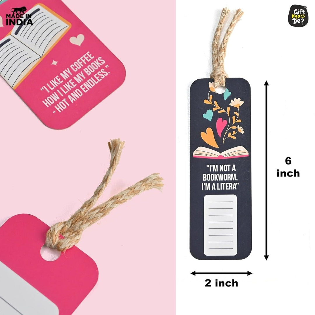 Gift Kya De Bookmarks Set of 5 | Beautiful Designs & Quotes | Hard Paper Book Marker With Handmade Tassel Dori
