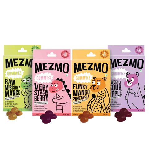 Mezmo Very Funky Fruit Pack of 4 Combo 144gms 48 jellies (Pack of 4)