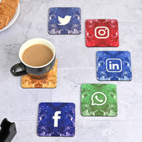 Gift Kya De Square Quotes Coaster Set of 6 With Coaster Stand | Quotes Coaster Set fit for Tea Cups and Coffee Mugs Also Coffee Lover Gifts