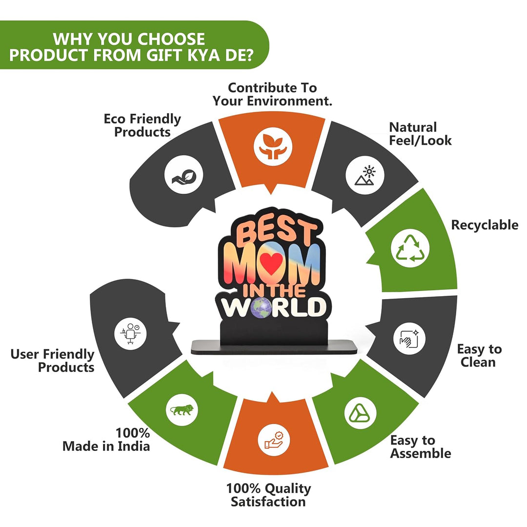 Best Mom & Dad in the World Wooden Trophy – Gift for Parents | Mother’s & Father’s Day, Anniversary, Birthday | Home Decor Table Top Showpiece