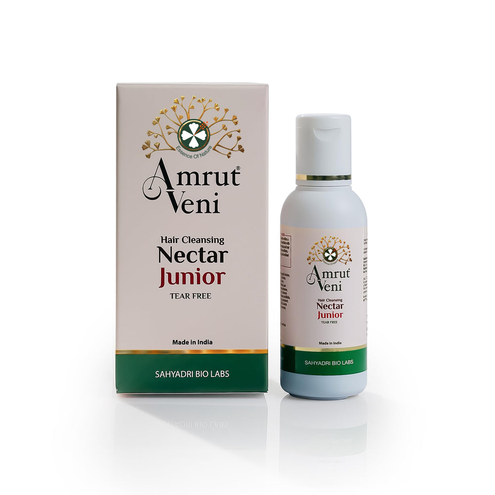 Amrutveni Hair Cleansing Junior Nectar Shampoo – Ultra-Mild Tear-Free Kids Shampoo with Silk Protein, Lotus Oil & Niacinamide, Sulphate & Paraben Free Softening Cleanser, 50ML Pack Of 2