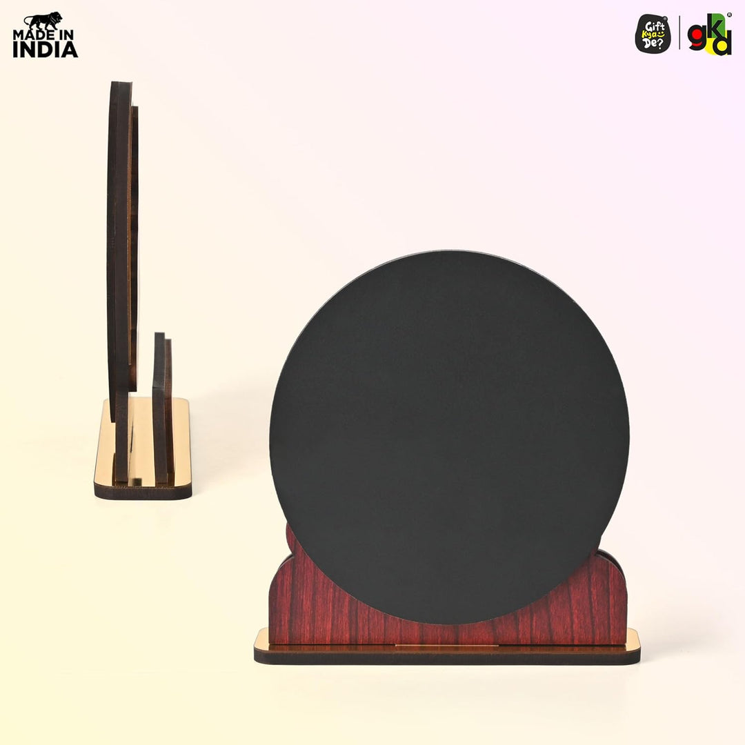 Premanand Maharaj Ji Wooden Table Top Idol Vrindavan | Guru Ji Photo Frame with Golden Acrylic | 6.5 x 6.5 Inch