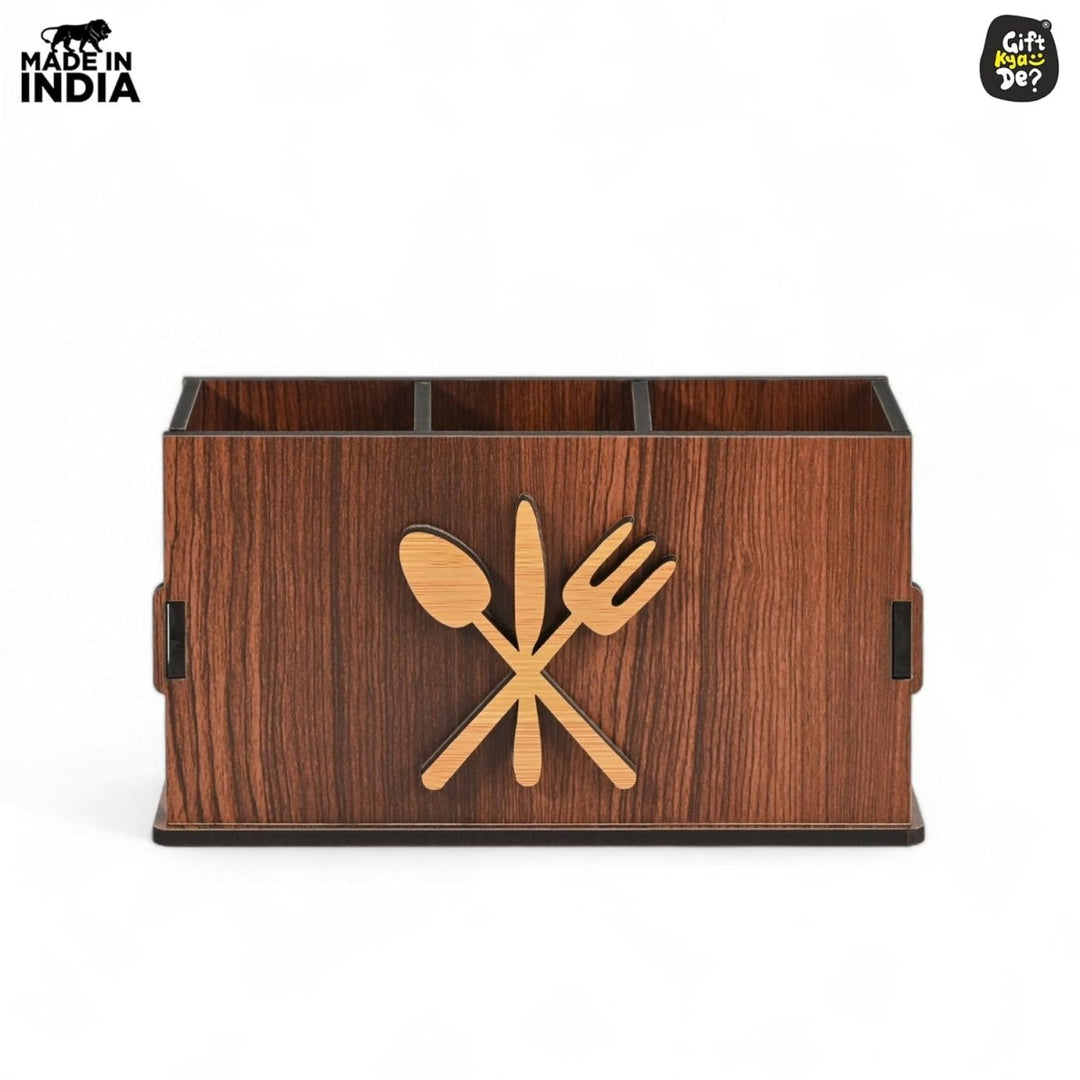 Gift Kya De 3 Compartments Cutlery Stand for Kitchen & Dining Table | Spoon, Knife & Fork Holder, Cutlery Organizer