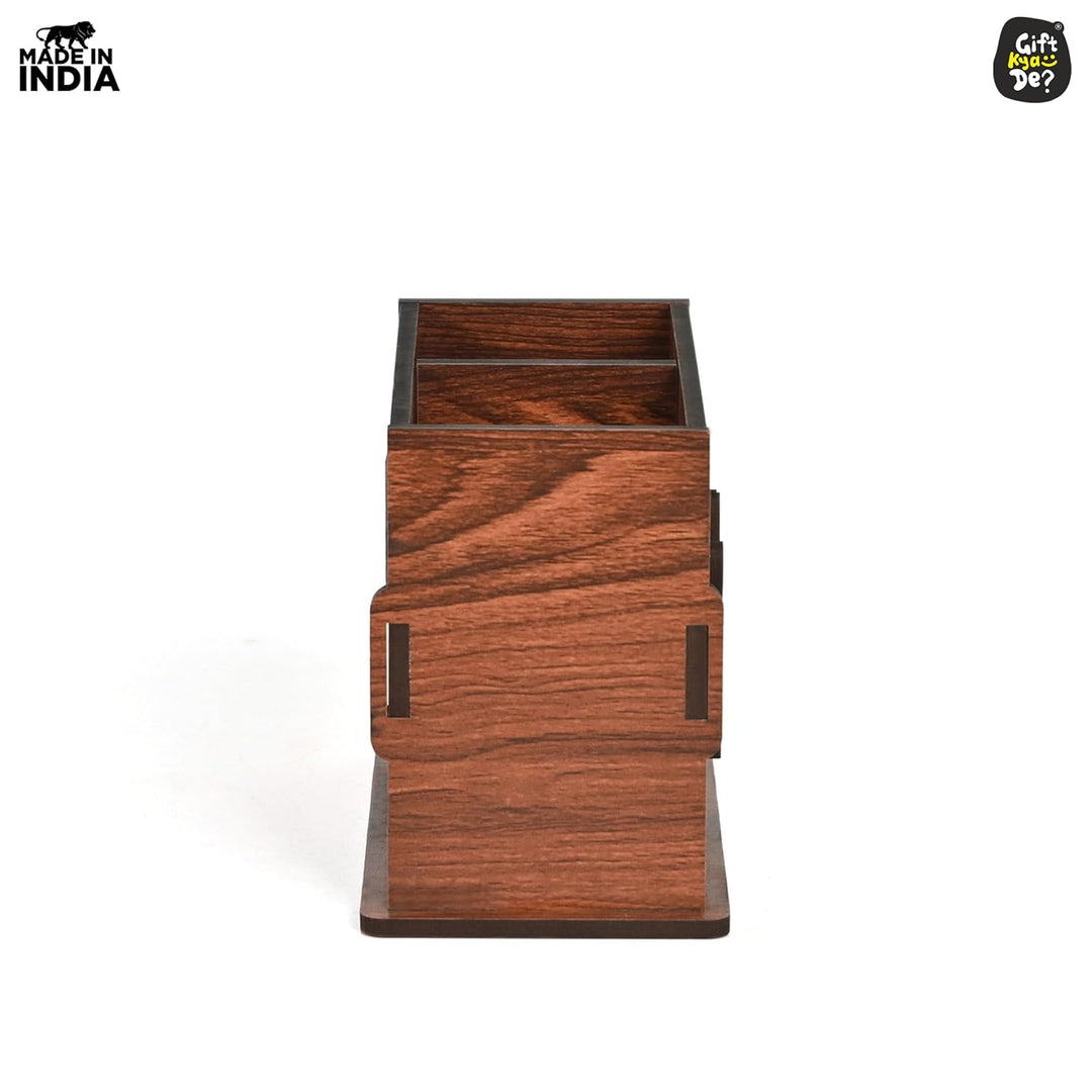 Gift Kya De 2 Compartments Wooden Cutlery Stand for Kitchen & Dining Table | Spoon, Knife & Fork Holder