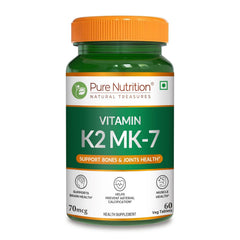Pure Nutrition Vitamin K2 MK-7 with Vitamin D -60 veg tablets | 55 mcg K2 + 15 mcg D for Bone & Heart Health