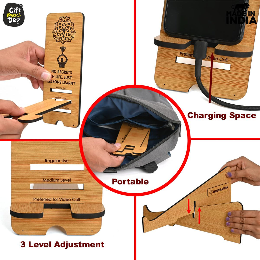 Gift Kya De Cross Laptop Stand For Desk With Mobile Stand | Portable Easy to Carry | Compatible with All (2 pc Combo Pack) (eco Friendly)